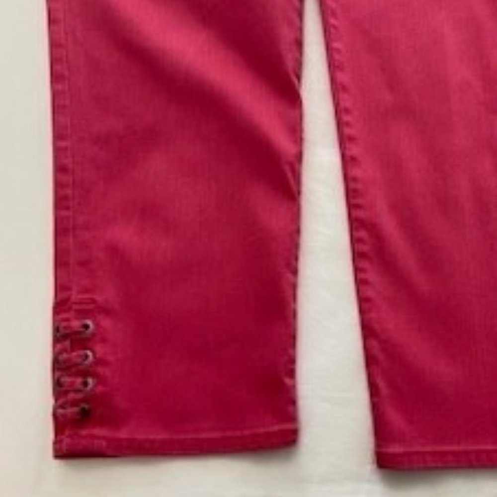 Chico's Lace-up Ankle Perfect Stretch Girlfriend Slim Leg Jeans Hot Pink 3